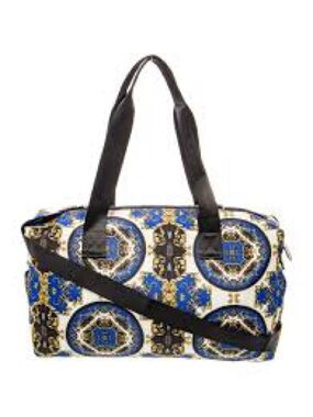 Alice + Olivia Blue Baroque Print Weekender Travel Tote Bag